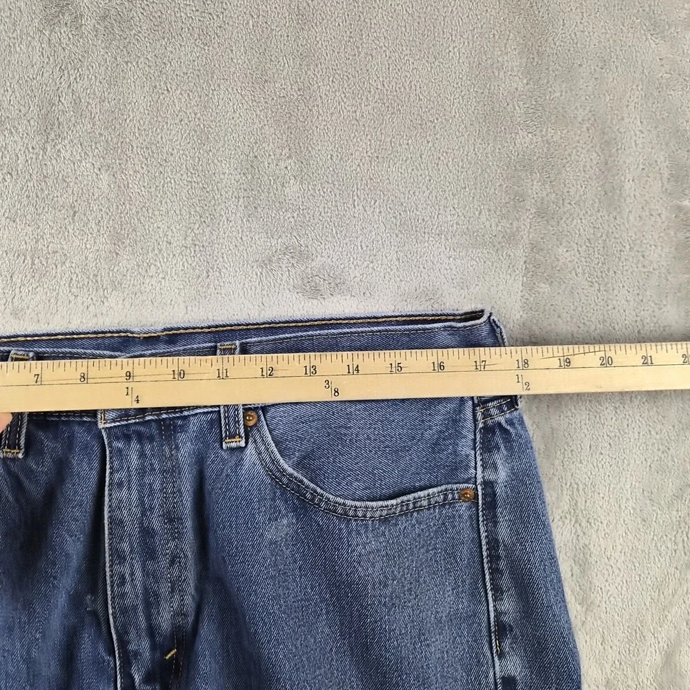 Levis 505 Jeans Mens 36x34 (fits 34x26 )Blue Denim Regular Fit Raw Hem Cut Off